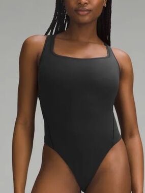 lululemon black sleeveless square-neck bodysuit